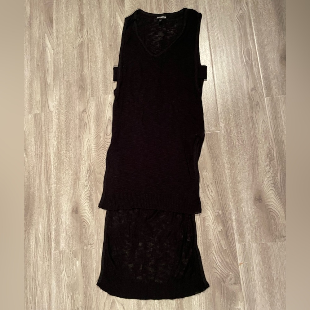 Black beach cover-up knitted dress